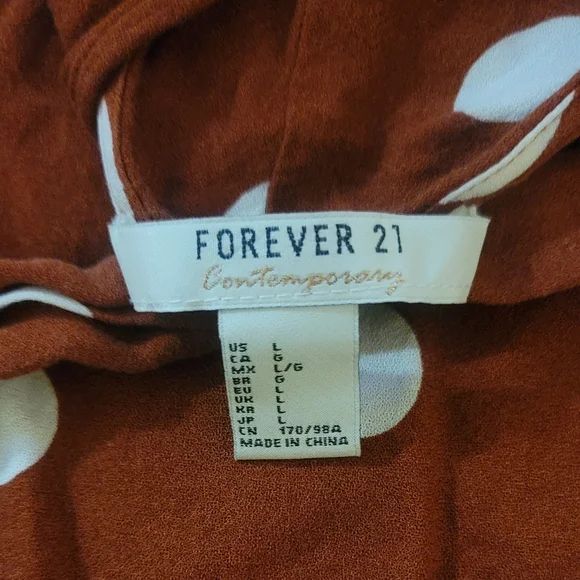 Forever 21 Burgundy and White Polka Dot Midi Dress - Picture 2 of 6